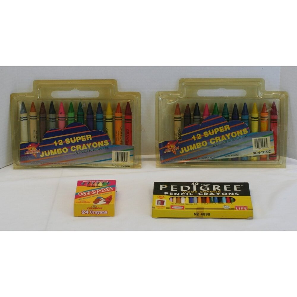 Vintage Pedigree Pencil Crayons 40 Empire TN + Jumbo Crayons Lot School Art